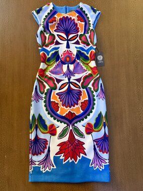 NWT Vince Camuto Blue Multi Floral Mosaic Shift Sleeveless Dress - Size 2